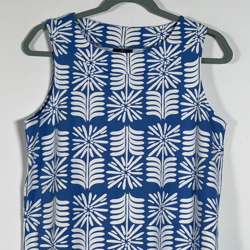 Sailor-Sailor Sleeveless Shift Dress Womens Sz M Blue White Printed Beach - Picture 3 of 7